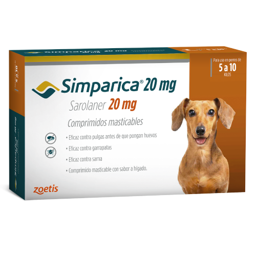 Simparica Perros de 5 a 10 kg — 20 mg x 1 Comprimido Masticable