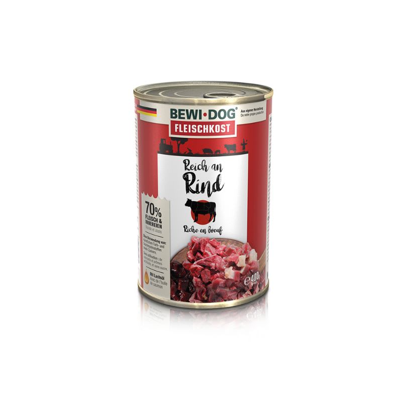 Lata BewiDog Rico en Res 400 gr